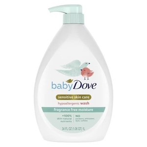 lot 1033 image: Baby Dove Fragrance Free Moisture Baby Body Wash & Shampoo Hypoallergenic for Eczema-Prone Skin - 34 fl oz