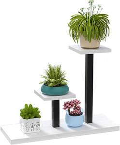 lot 1042 image: Plant rack 3-layer indoor metal flower rack, used for various plant flower racks, stepped balcony flower racks, used for courtyards, gardens, living rooms, balconies, bedrooms. (Black shelf)