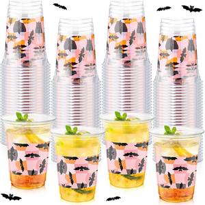 lot 3000 image: 100 Pcs Gothic Plastic Cups Bulk 16 oz Disposable Pink Bat Spooky Party Creepy Nightmare Party Supplies