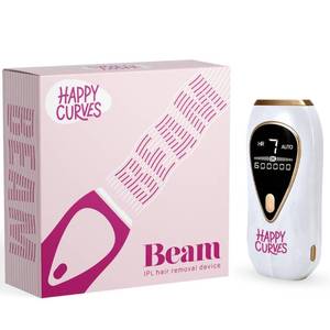 lot 3007 image: $200 HAPPY CURVES Beam IPL Laser Hair Removal Device - At-Home Permanent Body Hair Removal for Women, Skin-Sensing, LCD Display, Includes UV Sunglasses & Razor
