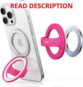lot 3035 image: JOYROOM Magnetic Phone Grip, Silicone Finger Loop Grip Portable Phone Stand Phone Grip for Magsafe, for iPhone 171615141312 Series, PINK