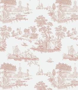lot 3071 image: Hopepak Pink Toile Peel and Stick Wallpaper Vintage Contact Paper Self Adhesive Waterproof Removable French Wall Paper for Cabinets Shelf Drawer Bedroom Bathroom 17.3x78.7