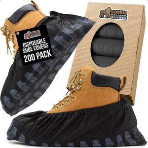 lot 3082 image: GORILLA GUARD Shoe Covers Disposable, Ankle Booties, Tear and Dust Resistant Accessories for Work, Heavy Duty Safety Boot Cover for Indoors and Outdoors, Secure Fit Black