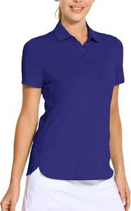 lot 3096 image: M MAELREG Womens Golf Shirt Short Sleeve 5 Buttons Quick Dry Casual Solid Moisture Wicking Tennis Polo Shirts for Women Klein Blue Small