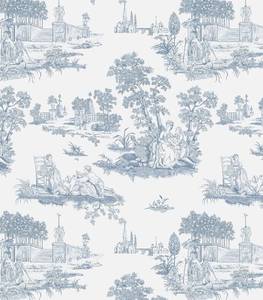lot 3107 image: Hopepak 17.3x197 Toile Peel and Stick Wallpaper for Bedroom Bathroom White and Blue Wall Paper Self Adhesive Removable French Contact Paper Decoral Cabinets
