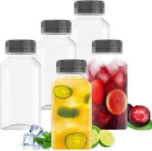 lot 3113 image: Goiio 5 Pieces 6 Ounce Plastic Juice Bottles, Clear Bulk Beverage Containers, for Smoothies, Juice Milk and Homemade Beverages