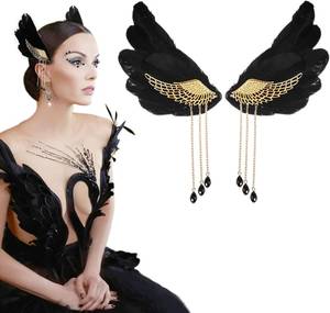 lot 3124 image: Angel Wings Feathers Tassel Hair Clips Angel Demon Hair Barrettes Ballet Headpiece Halloween Hair Accessory for Party
