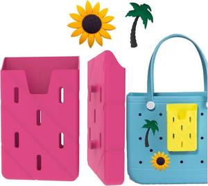 lot 3156 image: Silicone Phone Holder Compatible with All Bogg Bags, Sunflower Coconut Tree Phone Case Holder Charms Accessory, Phone Holder Attachment for Beach Tote Bags (Pink)