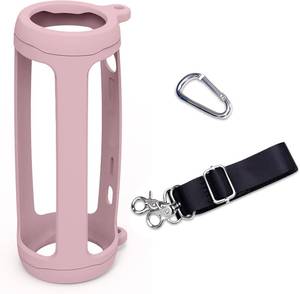 lot 3157 image: LTGEM Silicone Case Compatible with JBL Flip 6 Portable Bluetooth Speaker, Hard Shell Travel Carrying Storage Bag with Extra Carabiner and Strap - Pink(Case Only)
