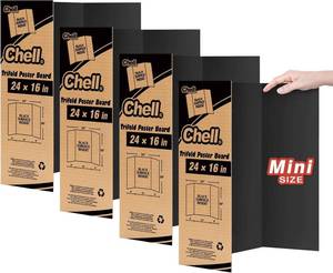 lot 3171 image: Chell Mini Size Trifold Poster Board, 16 x 24, Small Corrugated Project Boards, Black, 4 Pack