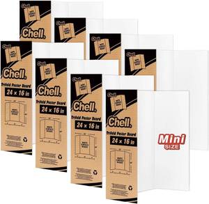 lot 3175 image: Chell Mini Size Trifold Poster Board, 16 x 24, Small Corrugated Project Boards, White, 8 Pack