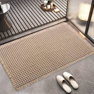 lot 3207 image: Bathroom Rugs Waffle Bathroom mat Boho Bath mat Super Absorbent Non Slip Bath Rugs, Washable, Ultra Soft Rubber Backed Shower mat, Bath mats for Bathroom Floor, Brown 18x30in