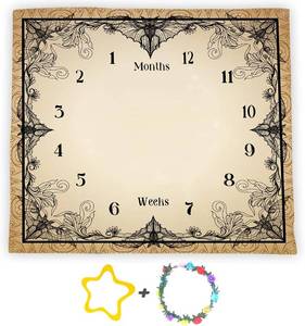 lot 3215 image: Halloween Baby Monthly Milestone Blanket, 48x40in Soft Flannel, Gothic Style Bats Backgrounds, Newborn Mom Gifts, Baby Shower Age Growth Tracker with Bonus Makers BTWYFS117