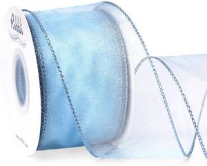 lot 3234 image: Blue Organza Wired Ribbon, Baby Blue Sheer with Metallic Edge,2-12 Inch x 25 Yards Christmas Tree Ribbon for Decoration Gift Wrapping Wedding Crafts