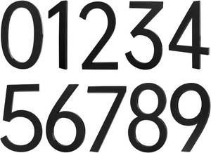 lot 3248 image: 5 Inch Adhesive House Numbers - Frosted Matte Black Acrylic 0-9