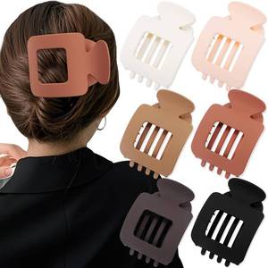 lot 3255 image: Atoden Flat Square Hair Clips Large Claw Clips for Thick Medium Thin Hair 6Pcs Non Slip Strong Hold Barrettes French Duckbill Accessories for Women Girls Matte Solid Neutral Color
