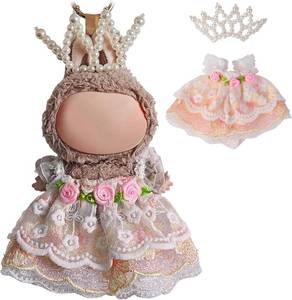 lot 3272 image: Floral Dress and Crown Set for Labubu, 17cm Doll Clothes & Accessories, Elegant Outfit for Doll Collectors