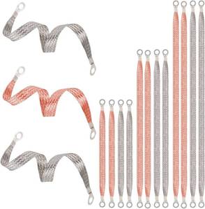 lot 3279 image: 12pcs Automotive Ground Straps Kit, 3 Sizes Universal Engine Grounding Cable Straps with Ring Terminals Braided Copper-Tinned Ground Wire for Most Cars Trucks SUVs (Gold, Silver)