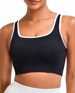 lot 3285 image: RUNNING GIRL Sports Bras for Women High Support,Seamless Ribbed Longline High Neck Sports Bra Racerback Padded Crop Top Yoga Size Small