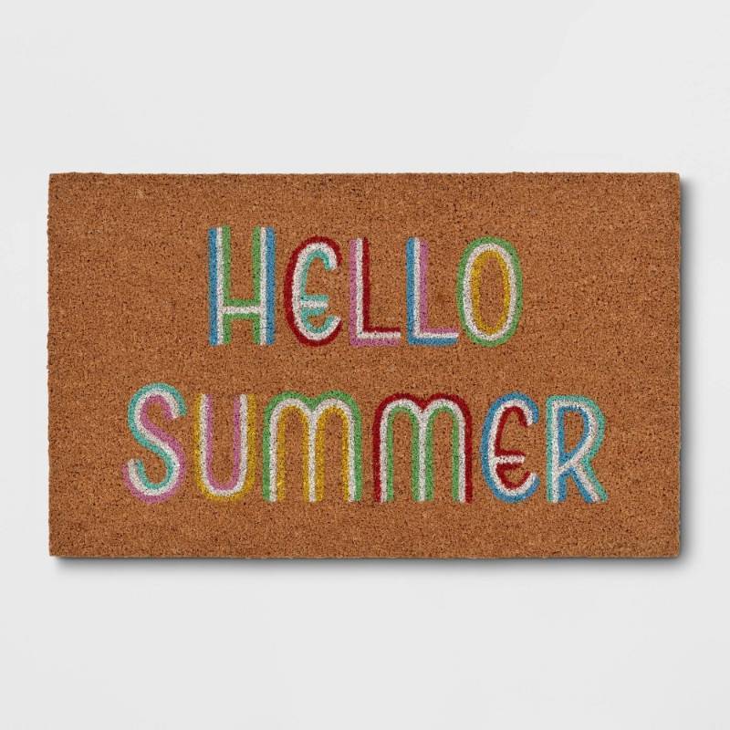 lot 1103 image: 16x26 Hello Summer Doormat Brown - Sun Squad - Retail $15
