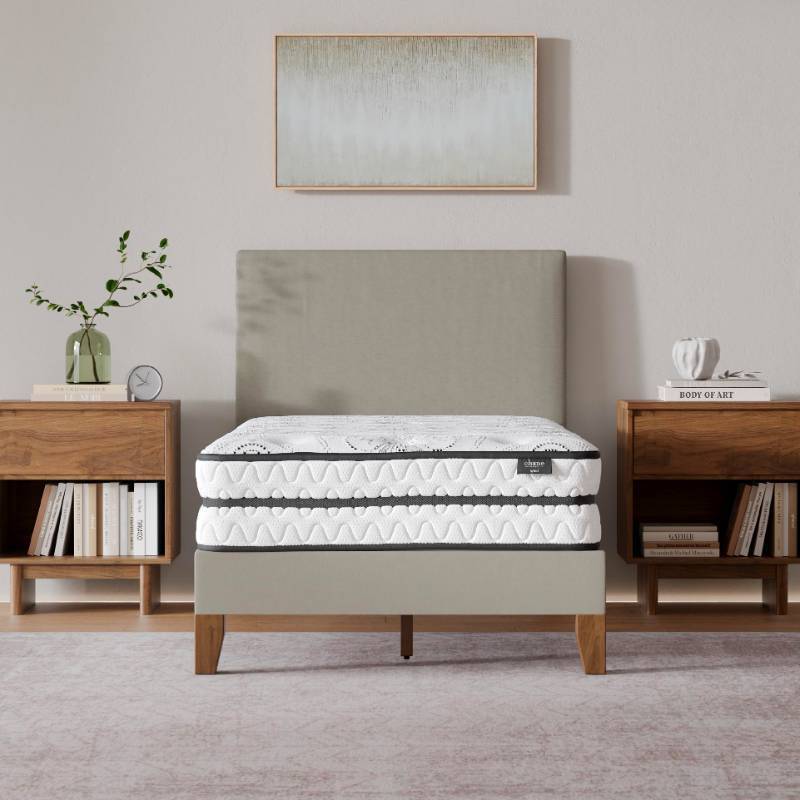 lot 1104 image: Signature Design by Ashley Full Size Chime 10 Inch Medium Firm Hybrid Mattress with Cooling Gel Memory Foam for Pressure Relief, Fiberglass Free, Mattress In A Box - Retail $225