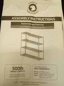 lot 1020 image: Panels Only Eagle Industrial Heavy Duty Garage Shelving Unit with Assembly Instructions8 Panels 24x36 - Retail $75