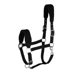 lot 1025 image: HORZE Kiel Adjustable Horse Halter with Fleece Padding - Black - Warmblood - Retail $29