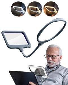 lot 1027 image: Magnifying Glass with Light Hands Free 5X Lighted Reading Book Magnifier Large Full Page for Low Vision Seniors - Wearable Around Neck Magnifier for Sewing Cross Stich Crafts - Retail $0