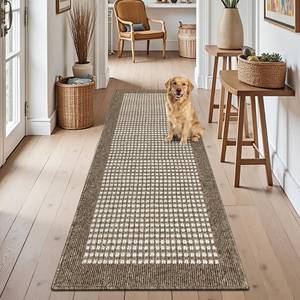 lot 1030 image: Ileading Laundry Room Runner Rug 2x6 Non Slip Farmhouse Kitchen Floor Mats with Rubber Backing Machine Washable Brown Indoor Decor Carpet for Doormat Hallway Entryway Petmat Garage Balcony - Retail $333