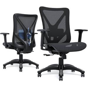 lot 1041 image: True Wellness Ergonomic Office Chair, Mesh Computer Desk Chairs with Adjustable Lumbar Support, 3D Armrests, Tilt Function, Comfy Wide Seat, Swivel Executive Work Task Chair for Company and Home - Retail $240