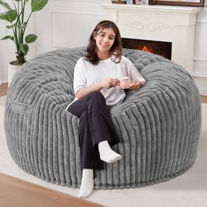 lot 1048 image: Homguava 5 FT Bean Bag Chair,5 Big Bean Bag,Giant Bean Bag Chairs for Adults with Memory Foam Filled,Comfy Large Beanbag Chairs Soft Bean Bag Sofa with Dutch Corded Plush Cover-Grey - Retail $120