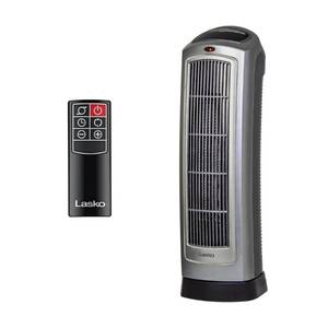 lot 1127 image: (2) Lasko Oscillating Digital Ceramic Tower Heater for Home with Adjustable Thermostat, Timer and Remote Control, 23 Inches, Black - Retail $75