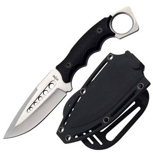 lot 1167 image: S-TEC 9 Full Tang Tactical Knife with ABS Swivel Sheath - GEN 2 - (Brilliant Silver) - Retail $30