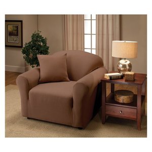 lot 1198 image: Madison Jersey Stretch Slipcover  Chair, Brown - Retail $100