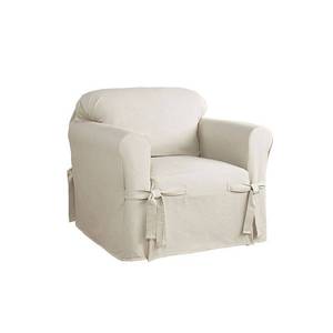 lot 1200 image: Relaxed Fit Duck Furniture Chair Slipcover Natural - Serta - Retail $145