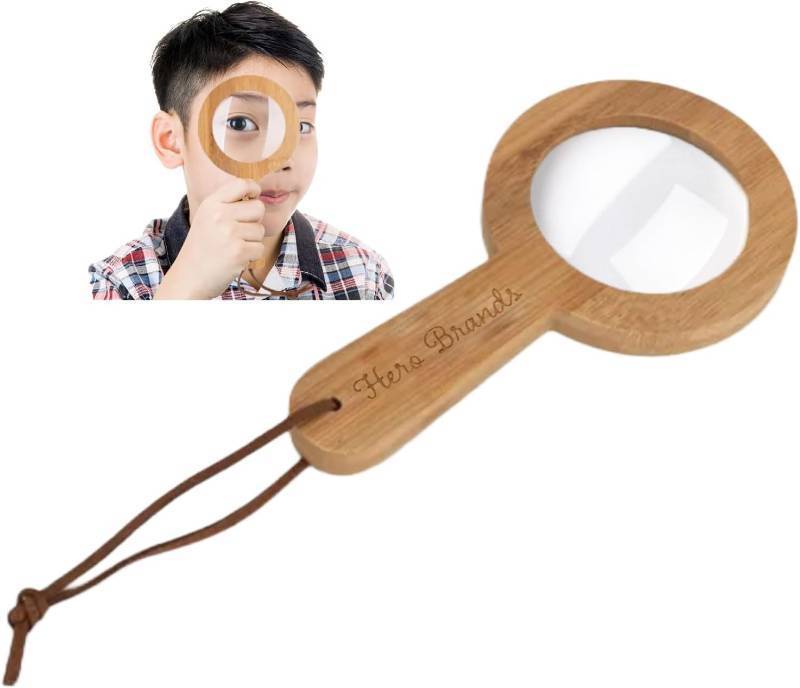 lot 351547 image: Wood Magnifying Glass for Kids - Wooden Montessori Learning Adventure Toy - Learn and Explore - Wooden Magnifier