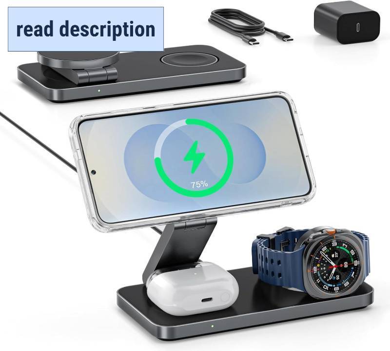 lot 351559 image: 3-in-1 Charging Station for Samsung, Magnetic Fast Wireless Charger Stand Compatible with MagSafe for Galaxy S26S25S24S23Z FoldFlip Series, Galaxy Watch Ultra8765, Galaxy Buds Pro432