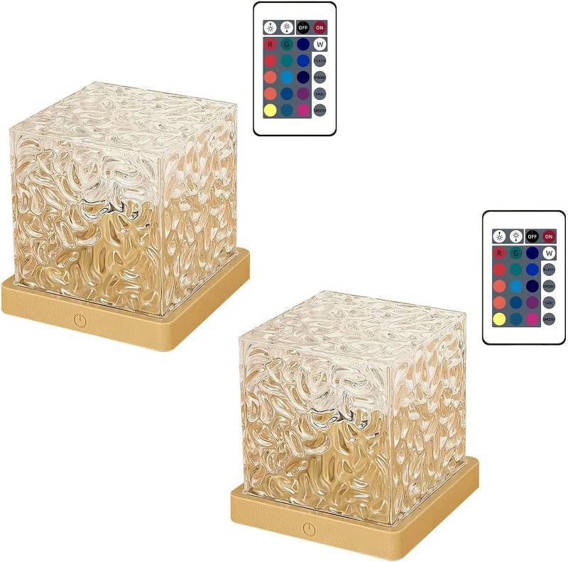 lot 461147 image: 2 PCS Ocean Wave Projection Lamp, 16 Color RGB Mood Light with Remote, 3D Water Ripple Night Light for Bedroom, Meditation, Yoga, Home Decor