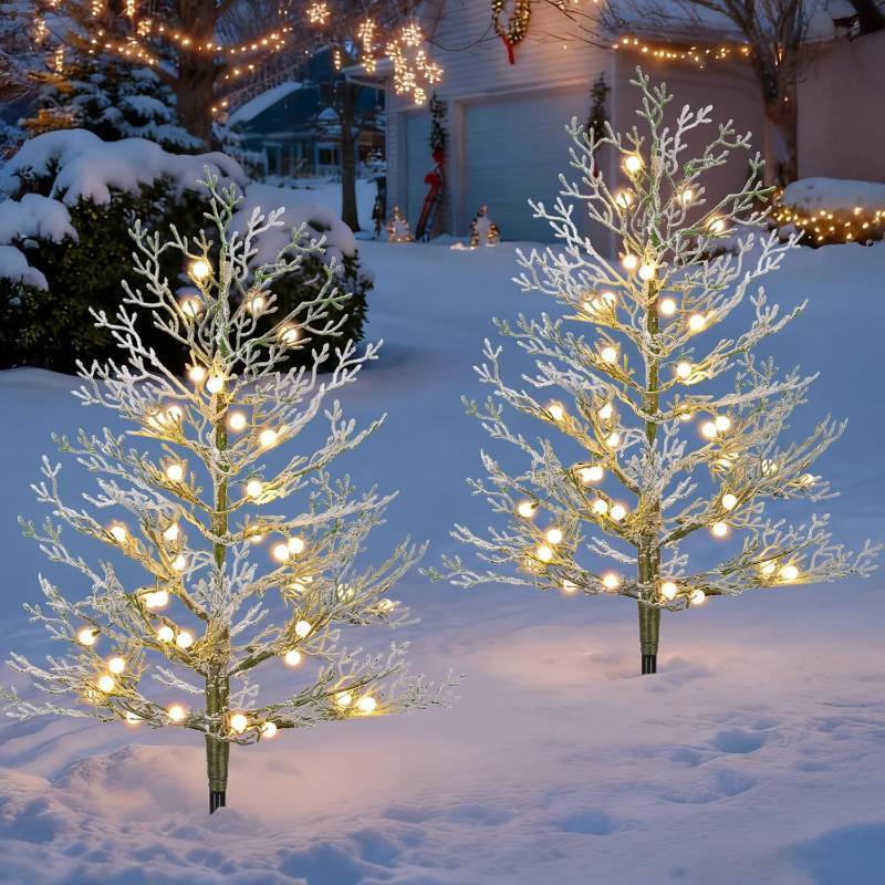lot 461183 image: Brightever 3FT Green Christmas Tree, Pre-Lit Artificial Christmas Trees with 40 RGBW LED Lights, 8 Lighting Modes & Timer, Waterproof Battery-Operated Xmas Tree Decor for Patio, Driveway, Entrance