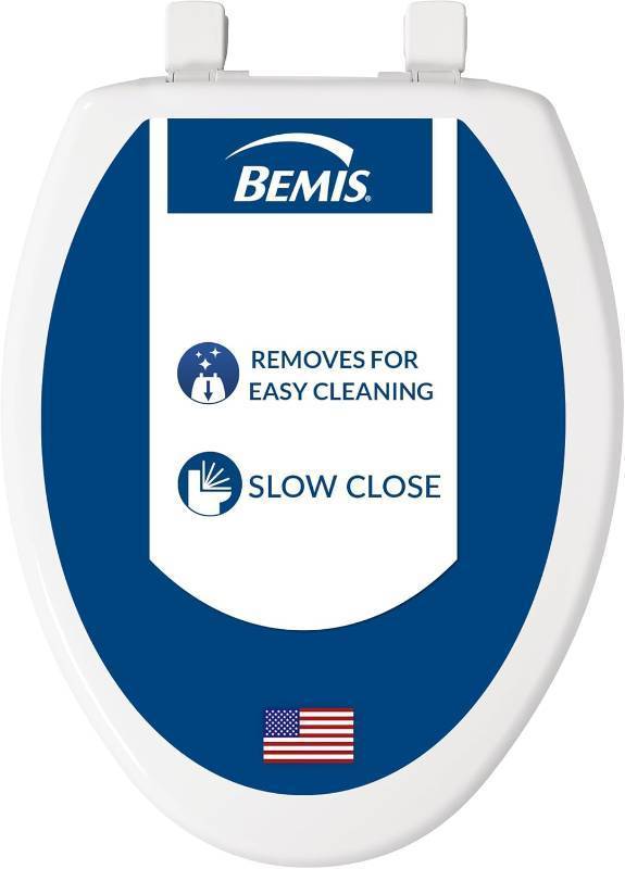 lot 171162 image: Bemis 7300SLEC Slow Close Toilet Seat, Easy Clean Hinges and Durable Plastic Seat, Made in USA, Elongated, White