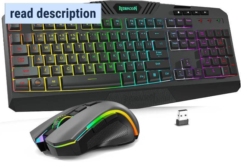 lot 401291 image: Redragon S101M-KS Gaming Keyboard and Mouse Wireless with Tri-Mode, RGB Keyboard and 4800 DPI Gaming Mouse, 10 Independent Multimedia Keys for Wins, PC, Computer, Wireless S101 Ideal for Gamer