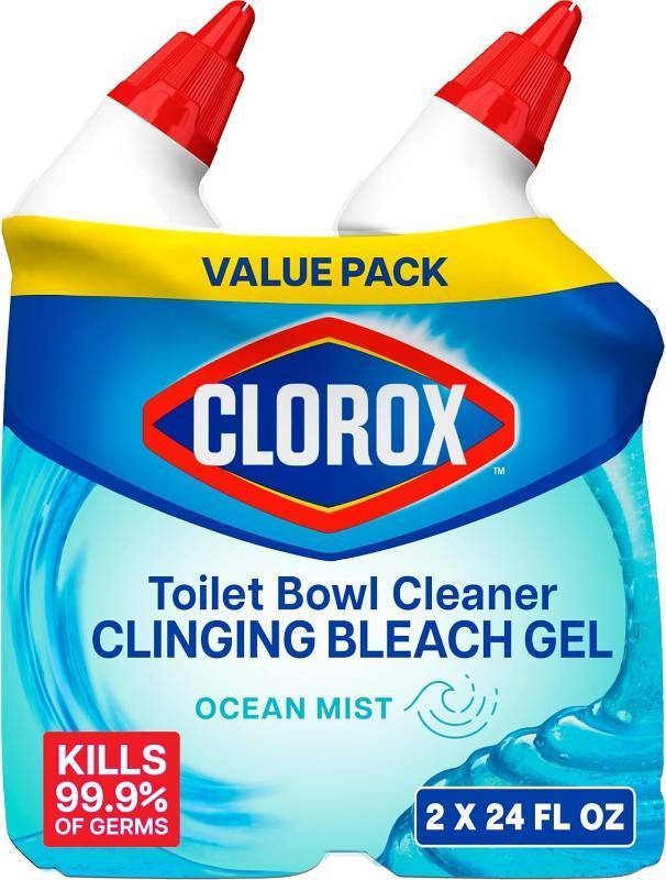 lot 411269 image: CLOROX Toilet Bowl Cleaner Clinging Bleach Gel, Ocean Mist, 24 Fl Oz, Pack of 2 (Package May Vary)