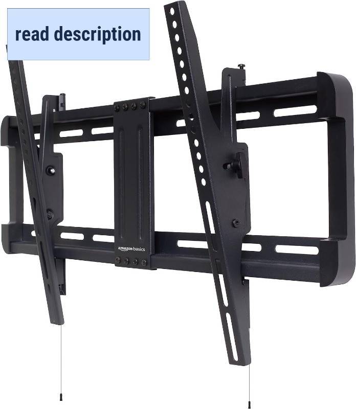 lot 131220 image: Amazon Basics Tilting TV Wall Mount with Horizontal Post Installation Leveling for 32 to 86 TVs, Wood Studs Compatible, Black