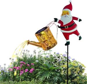 lot 9187235 image: Christmas Santa Solar Kettle Lights Garden Lawn Decorative Lights - Christmas Watering Can Santa Claus Light Solar Watering Can String Ligh-ts Outdoor, San-ta Claus So-lar Lamps for Garden Decor