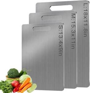 lot 9187249 image: Titanium Cutting Board, Stainless Steel Cutting Board for Kitchen, 18 x 11.8 Non Toxic Cutting Board Chopping Board for Meat Cheese Bread Vegetable Fruit
