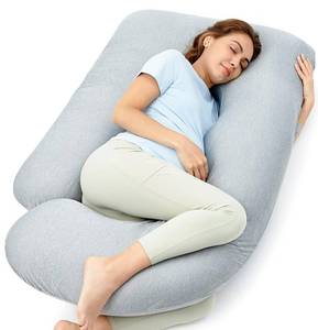 lot 142095 image: Momcozy Pregnancy Pillows with Cooling Cover, U-Shaped Full Body Maternity Pillow for Side Sleepers 57 Inch - Support for Back, Hip, Belly, Legs for Pregnant Women