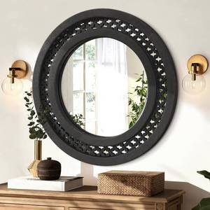 lot 142116 image: JJUUYOU Mirrors for Wall Round Bathroom Mirror Wall Mirror 20 Inch Wood Frame Hanging Mirror for Bathroom Bedroom Entryway Living Room Black