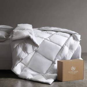 lot 142117 image: Retails for $320 Pacific Coast Down Comforters King Size, 100% Cotton Duvet Insert, Extra Fluffy White Comforter, Ultra-Soft, Breathable, All Season Hotel Luxury Bedding Comforters, 8 Corner & Center Loops (106x90)