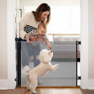 lot 142119 image: Baby Gate for Stairs Doorways No Drilling Adhesive Dog Gate Indoor Dual Lock  180 Rotation Child Gate Extra Wide Safety Mesh Retractable Roll Up Baby Gate Pet Gate(Up to 71 Inches)