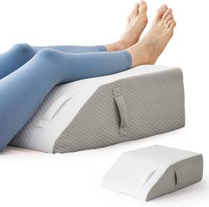 lot 142123 image: BIEEZZK Leg Pillow Elevation Blood Circulation, Leg Elevating Pillows for After Surgery, Sleeping, Memory Foam Wedge Pillow for Legs Swelling, Foot Knee Pillow for Back Pain, 23.6 16.8 8in, WhiteGrey